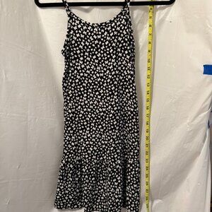 Wonder Nation Girls Black & White Butterfly Dress M (7-8), Sleeveless Ruffle Hem